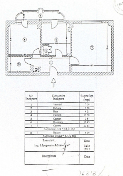 Apartament spatios de 2 camere, 63,70mp totali, bloc 1990, Sos. Virtutii